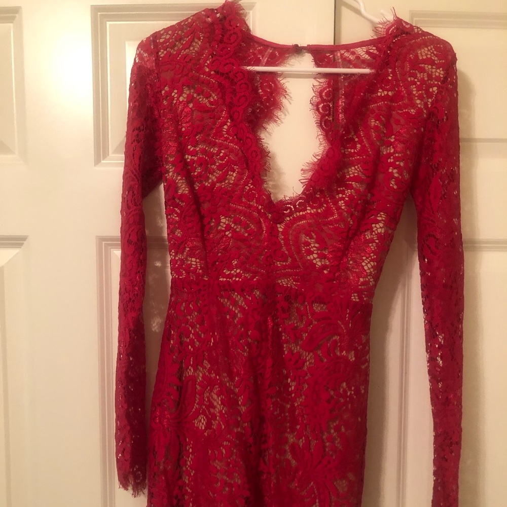 Red lace dress